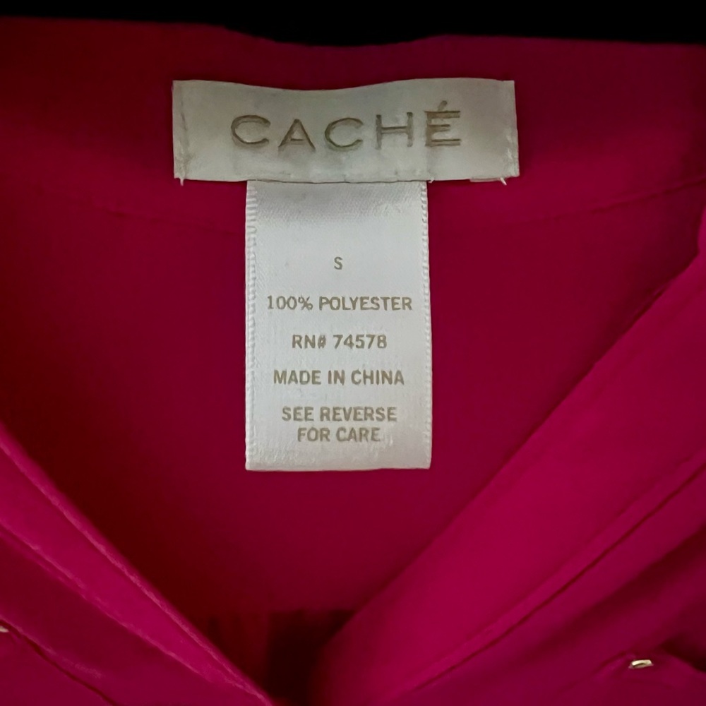Cache Hot Pink Button-Down Blouse Size Small - image 4